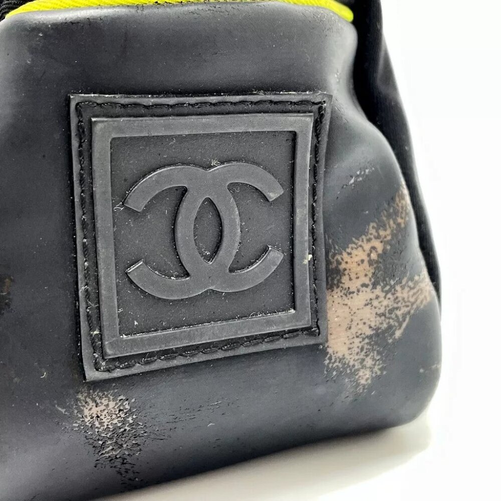 CHANEL Sports line logo Cluch Bag Pouch Nylon Black - Picture 4 of 12